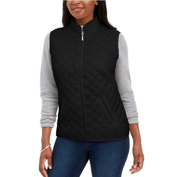Karen Scott Sport Plus Size Thin Black Quilted Zip Up Layer Vest Women Size 2x - Picture 1 of 3